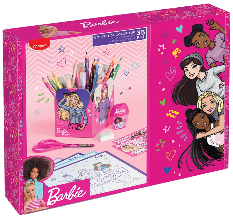 Maped Kit de dessin Barbie, 35 pièces, dans boîte cadeau - OEM 981866