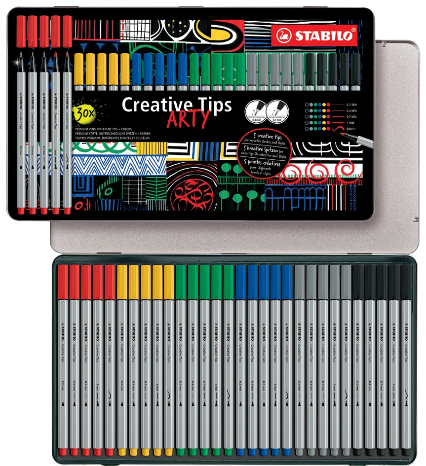 STABILO Kit créatif Creative Tips ARTY, étui métal de 30 - OEM 89/30-6-1-20
