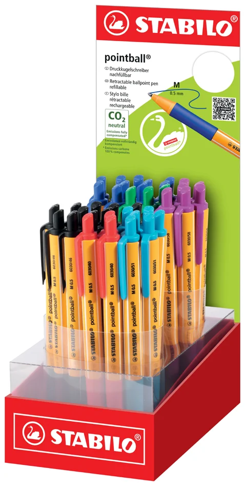 STABILO Stylo bille rétractable pointball, présentoir de 38 - OEM D6030/38-03