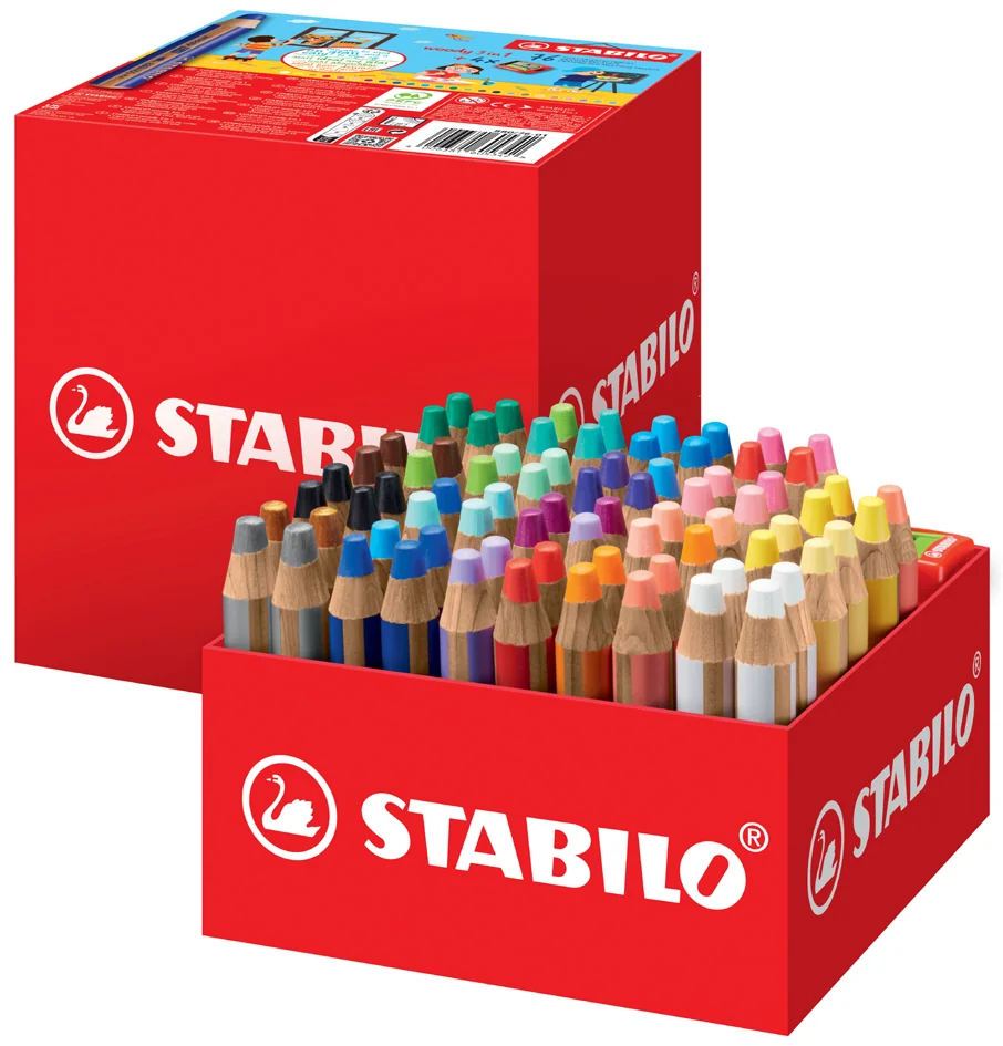 STABILO Crayon multitalent woody 3 en 1, pack écolier de 76 - OEM 880/76-01