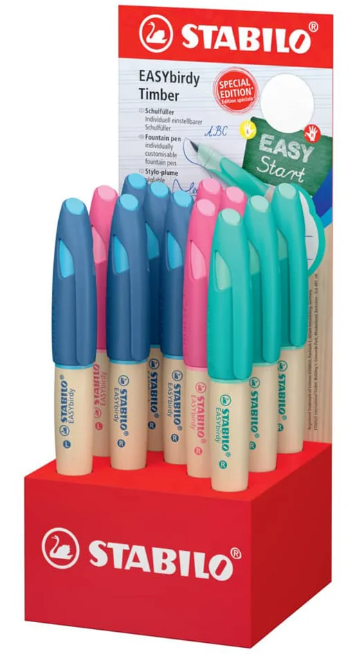STABILO Stylo plume EASYbirdy Timber L/R, présentoir de 12 - OEM 5010/12-9