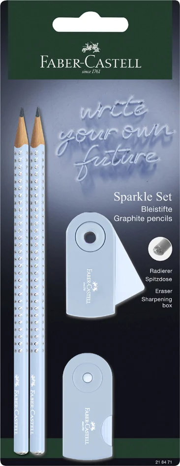 FABER-CASTELL Kit d'écriture GRIP SPARKLE, bleu ciel - OEM 218471