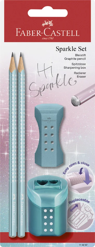 FABER-CASTELL Kit d'écriture GRIP SPARKLE, rosé - OEM 118298