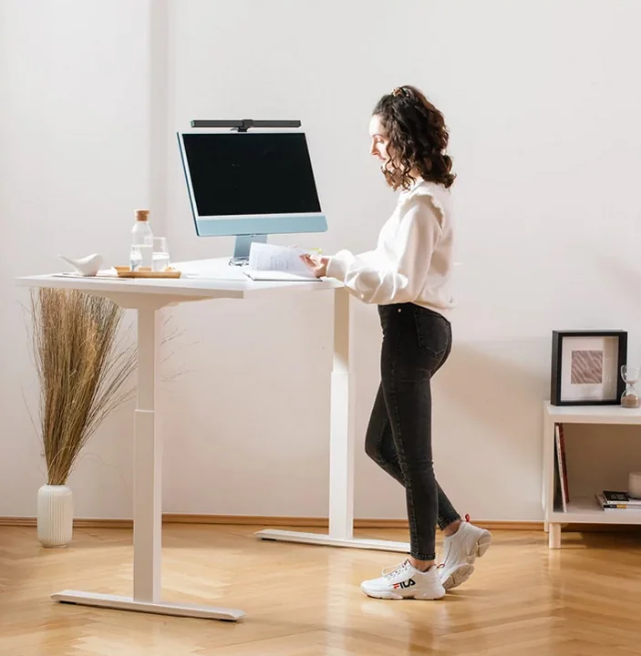 Topstar Bureau réglable en hauteur, (L)1.800 mm, gris/hêtre - OEM TTS18080GB
