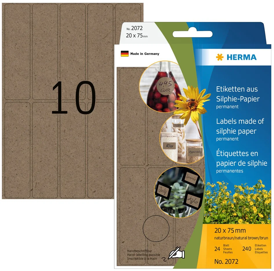 HERMA Étiquette polyvalente silphie, 52x100 mm, brun naturel - OEM 2075