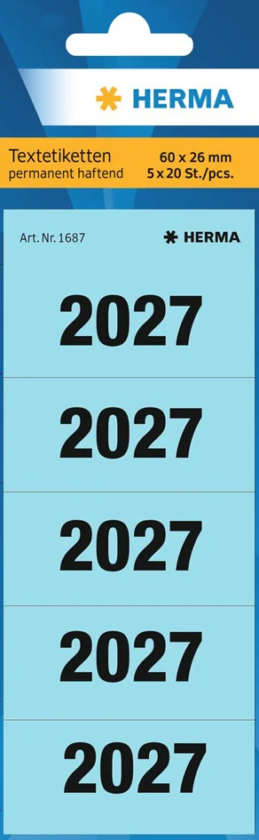 HERMA Étiquette pour classeur '2027', 60 x 26 mm, bleu - OEM 1687
