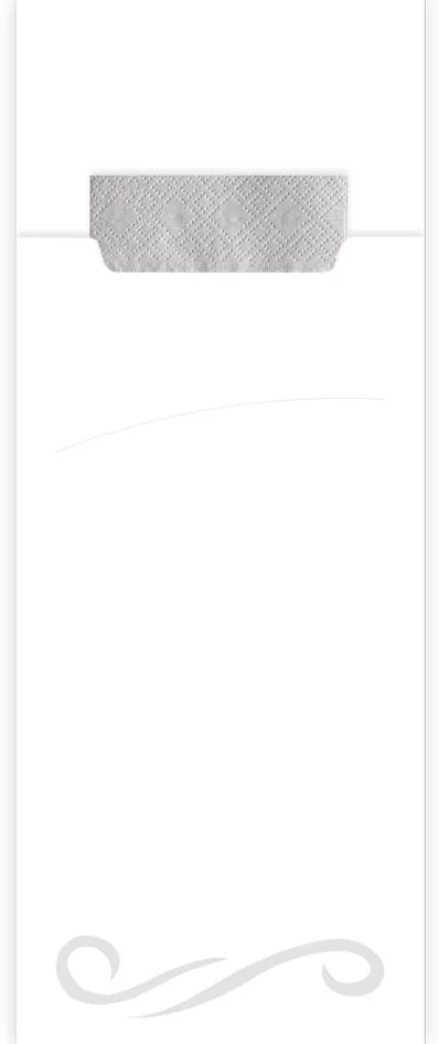 HYGOSTAR Pochette à couverts Classic, plié 1/8, crème/blanc - OEM 30601