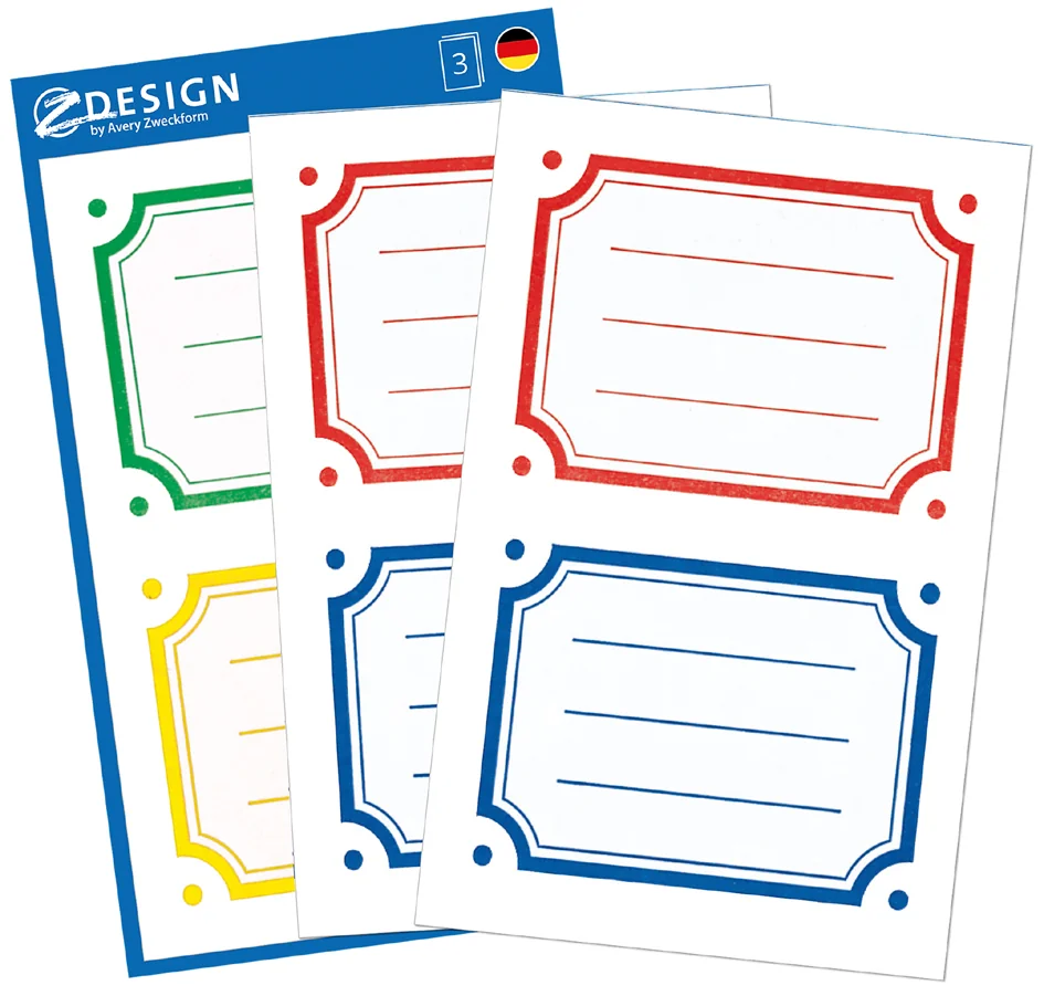 Avery Zweckform ZDesign SCHOOL Etiquettes livres 'bordures', bleu - OEM 59286