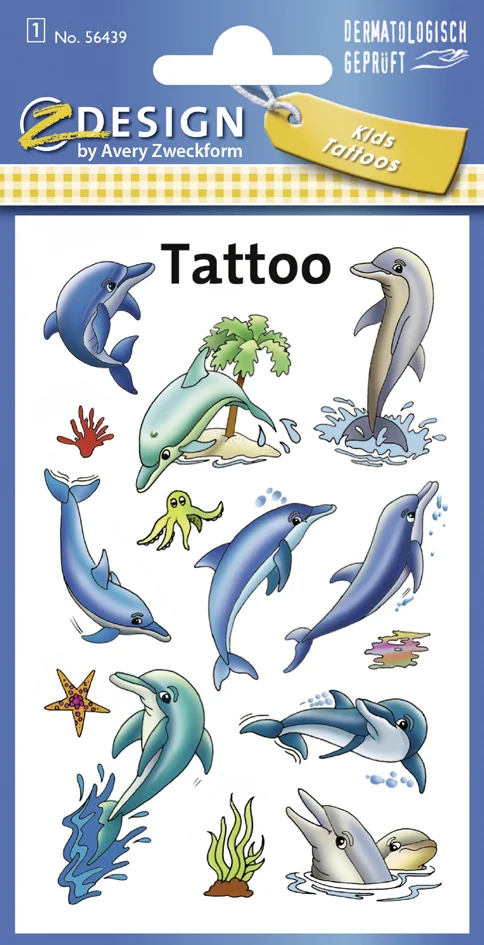 Avery Zweckform ZDesign KIDS Tatouage enfants 'dauphins', coloré - OEM 56439