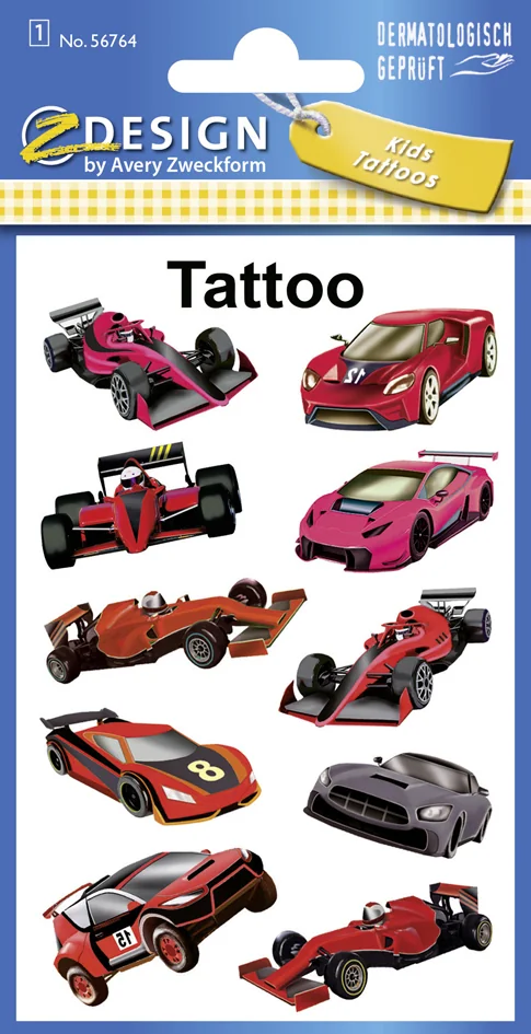 Avery Zweckform ZDesign KIDS Tatouages 'voitures de course', noir/rouge - OEM 56764 – Image 5