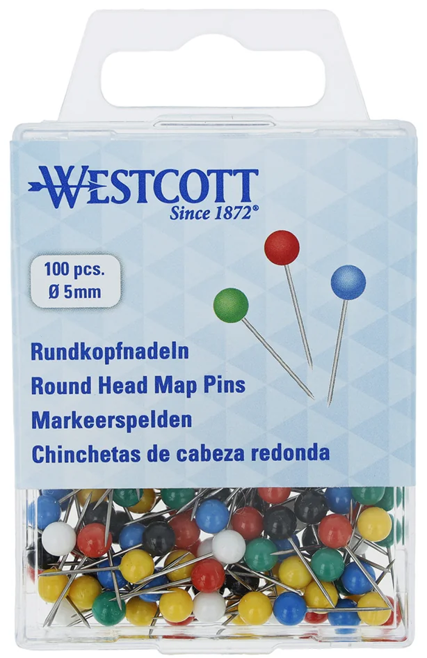 WESTCOTT Épingle à tête ronde, taille 5, assorti - OEM E-10500 00