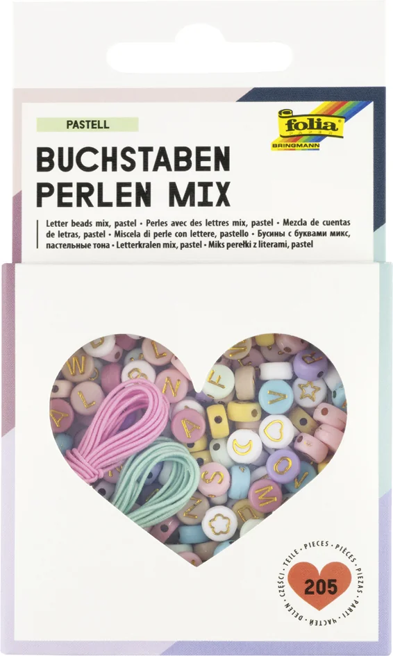 folia Mélange de perles avec caractères d'imprimerie PASTEL - OEM 32024