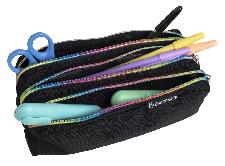 EXACOMPTA Trousse Rainbow, polyester, 3 compartiments - OEM 52140E