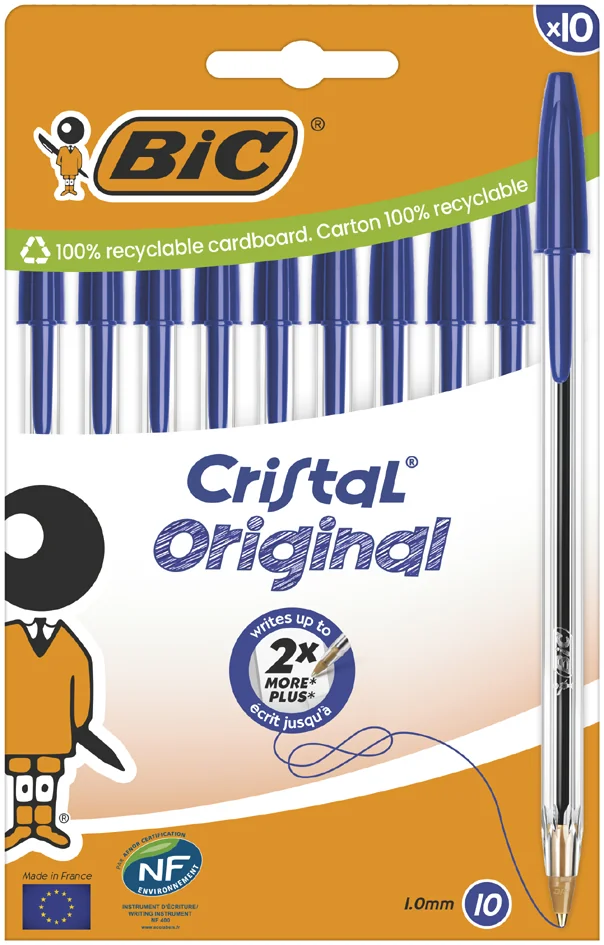 BIC Stylo à bille Cristal Original, boîte carton de 10, noir - OEM 516353