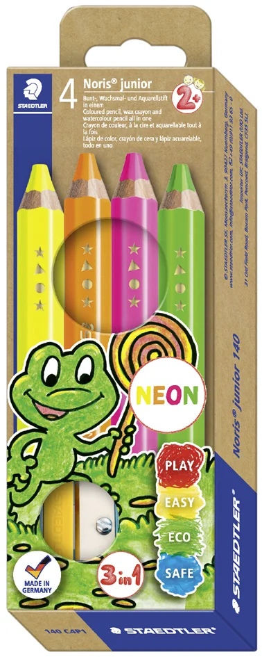 STAEDTLER Crayon de couleur Noris junior FLUO, étui de 4 - OEM 140 C4P1