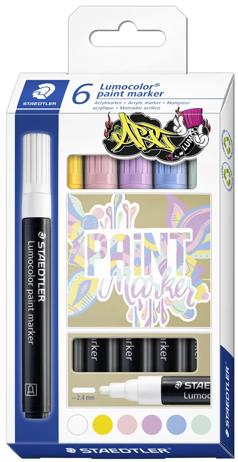 STAEDTLER Marqueur acrylique paint marker Lumocolor PASTEL - OEM 349 C6-1