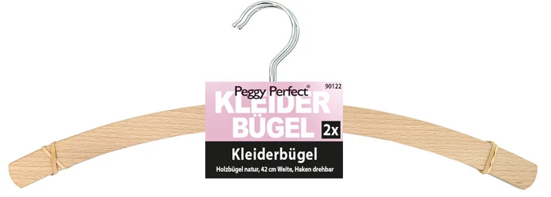 Peggy Perfect Cintre en bois sans barre, naturel, pack de 2 - OEM 90122