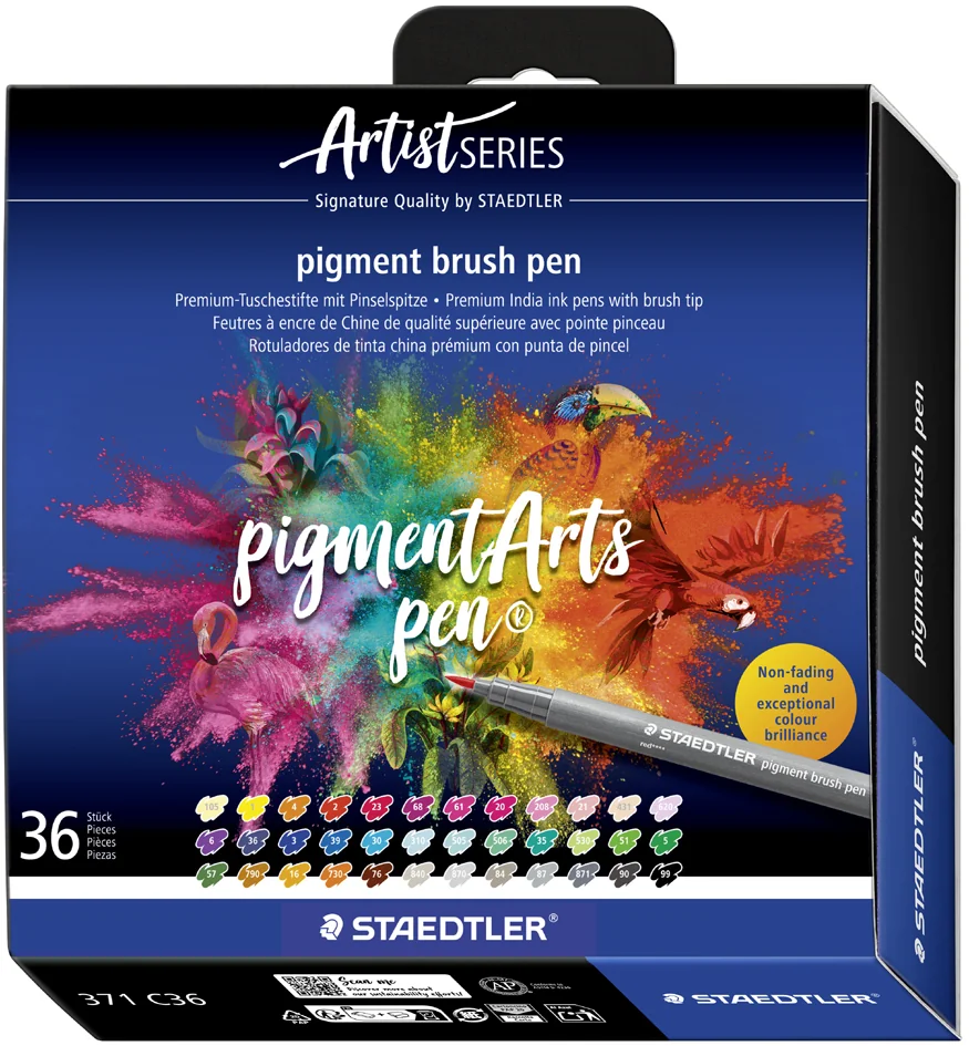STAEDTLER Feutre pigment brush pen, étui carton de 36 - OEM 371 C36