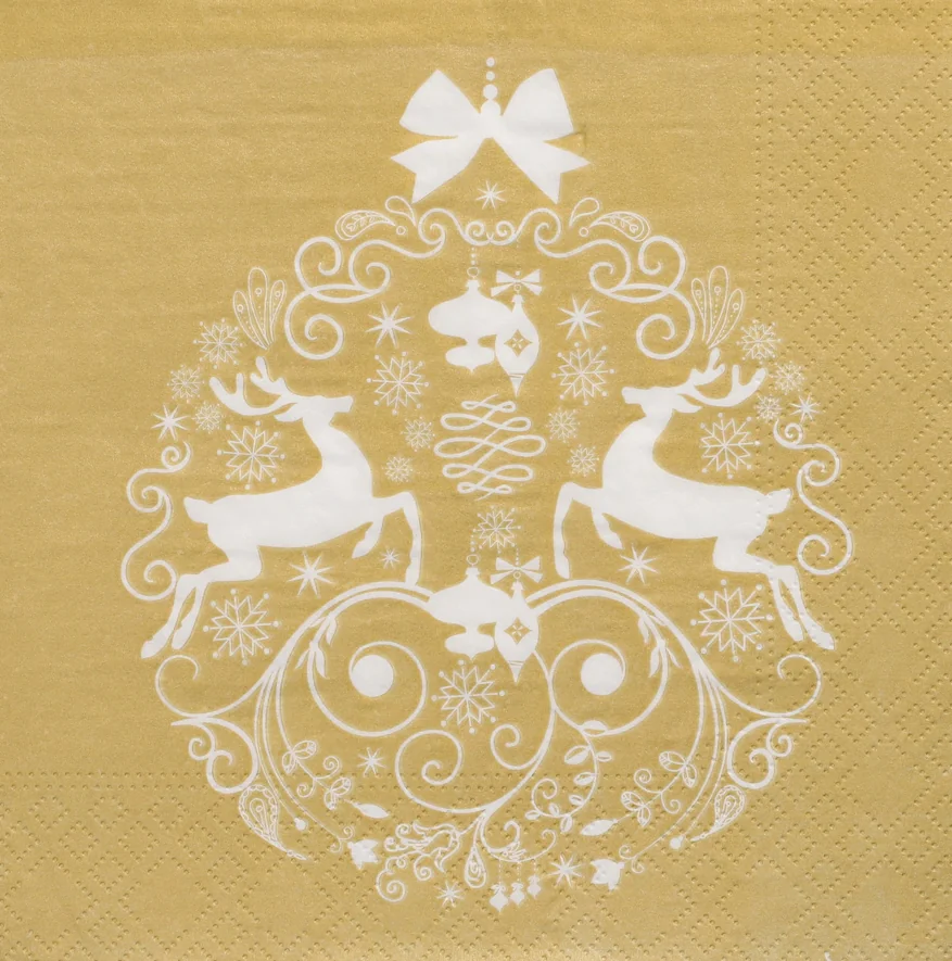 PAPSTAR Serviette à motif de Noël 'Deers Couple', argent - OEM 89524