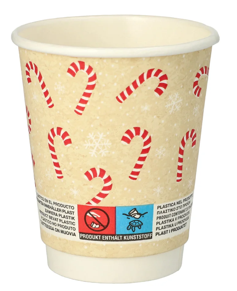 PAPSTAR Gobelet en carton 'Candy Canes', 0,2 l - OEM 89695