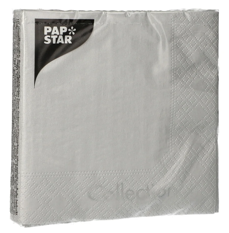PAPSTAR Serviette de Noël, 330 x 330 mm, argent - OEM 89819