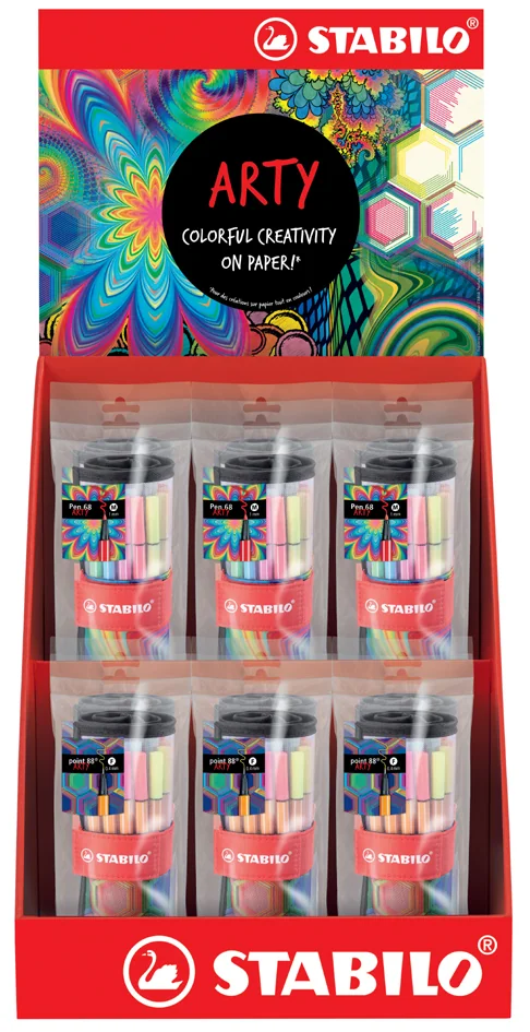 STABILO Set feutres point 88/Pen 68 ARTY, présentoir de 12 - OEM 25/26-06-1