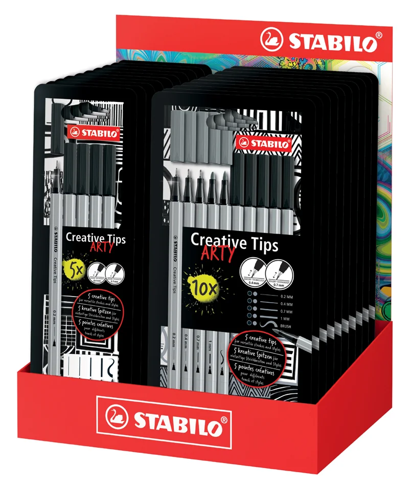 STABILO Creative Tips ARTY BLACK / SHADING, étui-présentoir - OEM 89/24-01-20