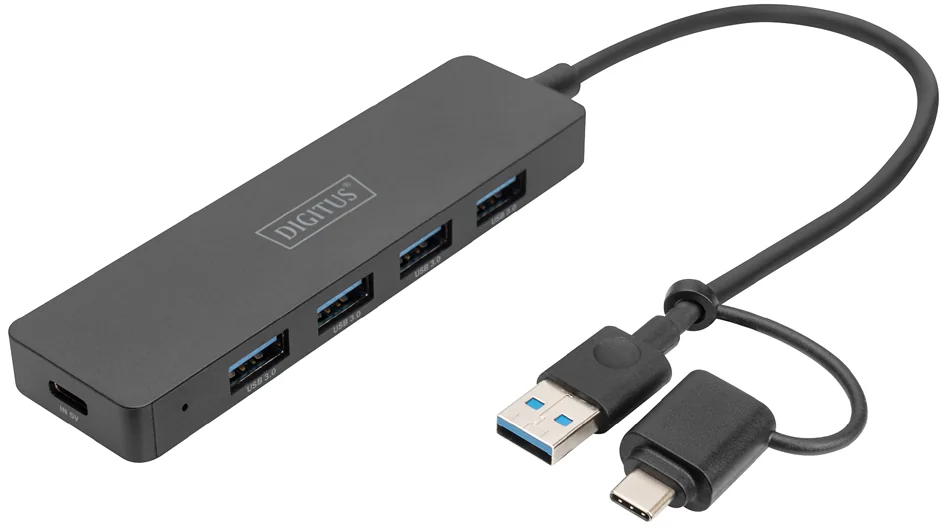 DIGITUS Hub USB 3.0, 4 ports, Slim Line, noir - OEM DA-70235