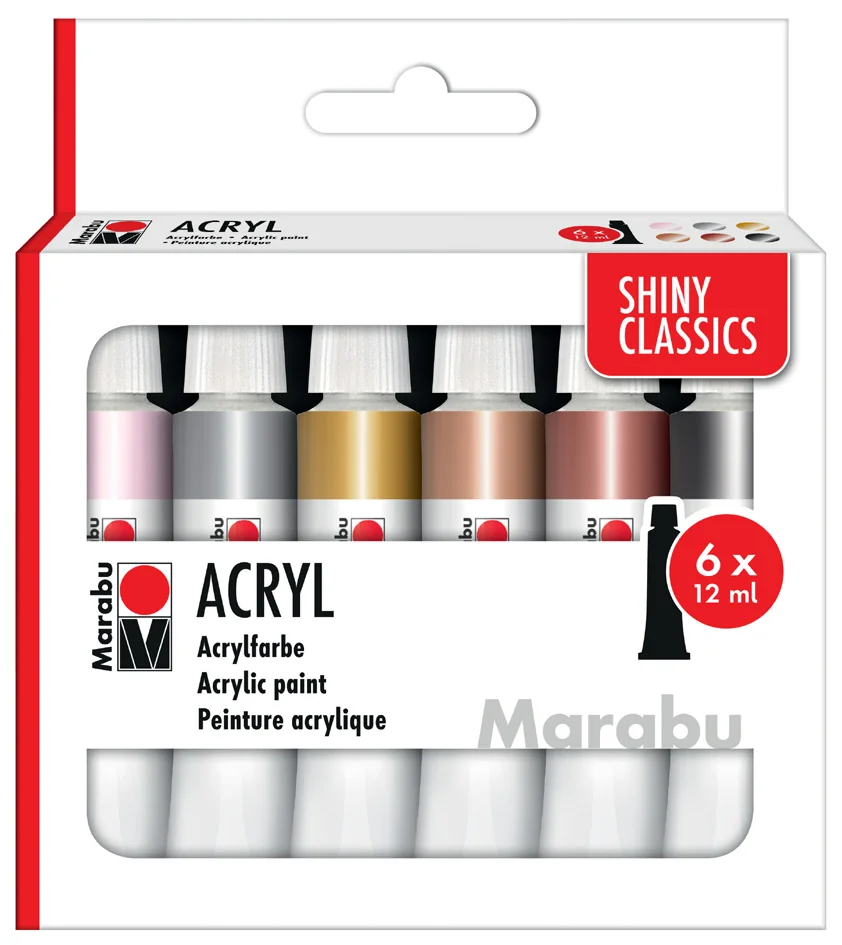 Marabu Set de peinture acrylique SHINY CLASSICS, 6 x 12 ml - OEM 1210000000212