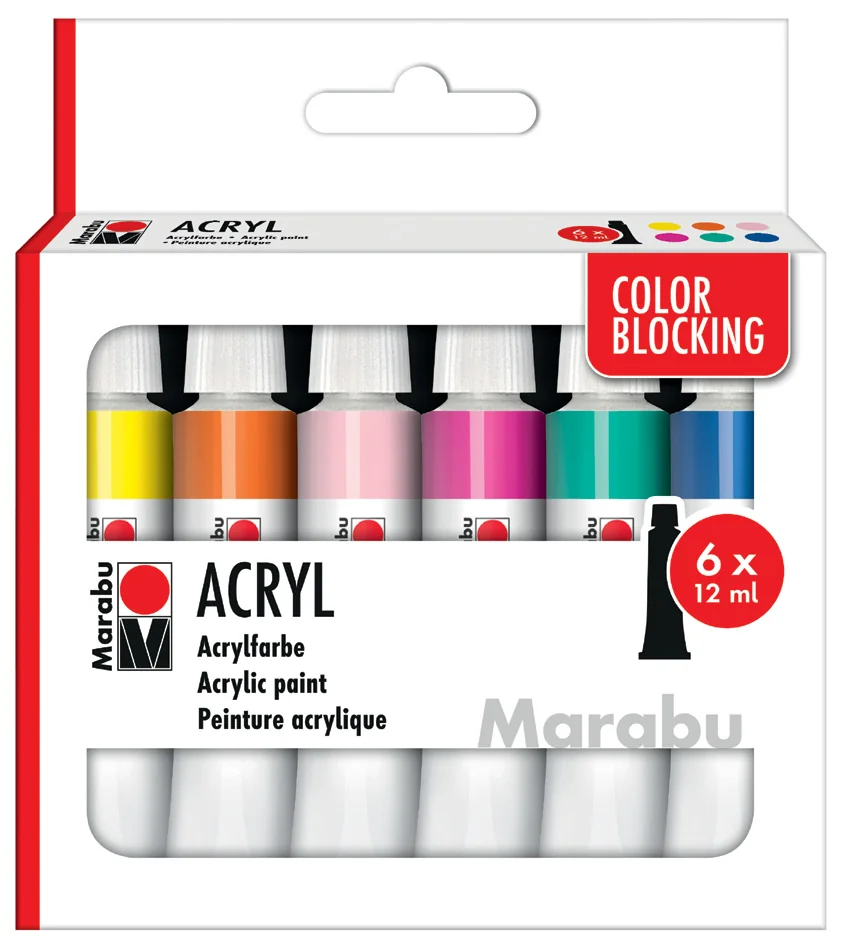 Marabu Set de peinture acrylique COLOR BLOCKING, 6 x 12 ml - OEM 1210000000213