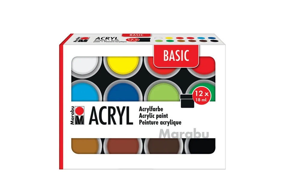 Marabu Set de peinture acrylique BASIC, 12 x 18 ml - OEM 1210000000214