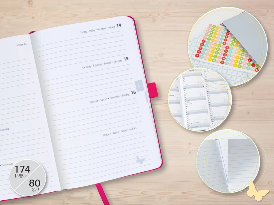 sigel Agenda de poche Jolie Feel 2026, textile, A5, lilas - OEM J6407