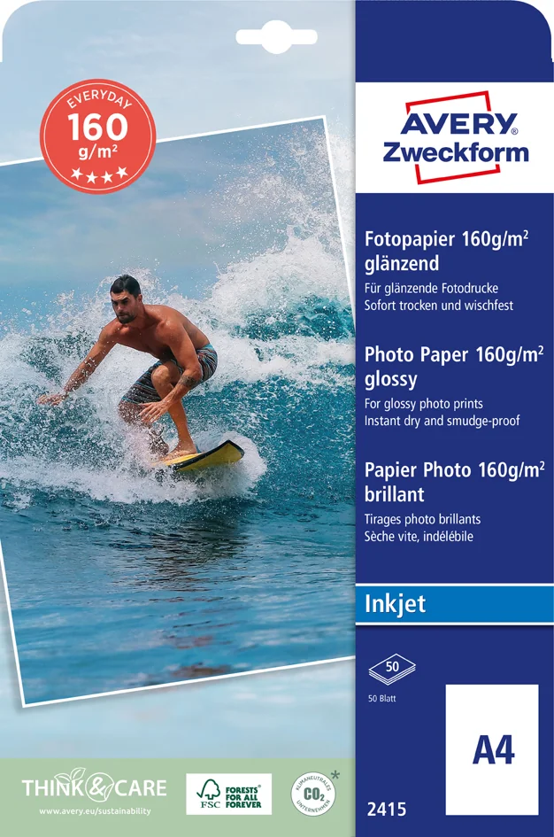 AVERY Zweckform Papier photo jet d'encre EVERYDAY, 160 g/m2 - OEM 2415