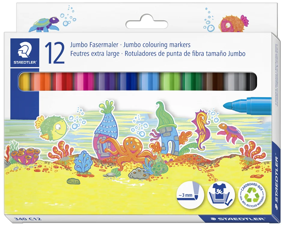 STAEDTLER Feutre Noris jumbo, étui carton de 12 - OEM 340 C12