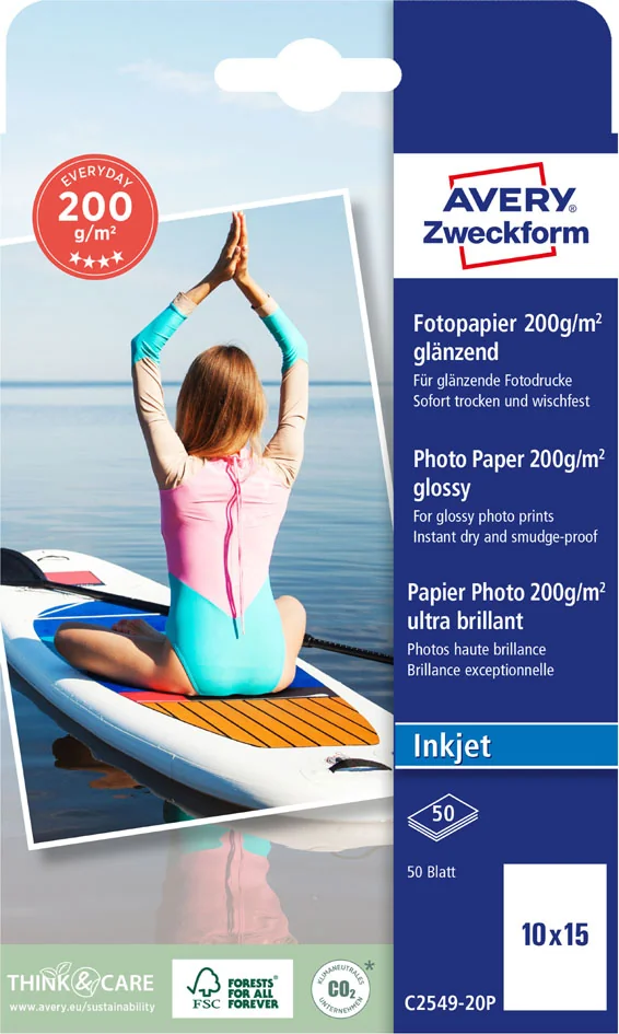 AVERY Zweckform Papier photo jet d'encre EVERYDAY, 10x15 cm - OEM C2570-100
