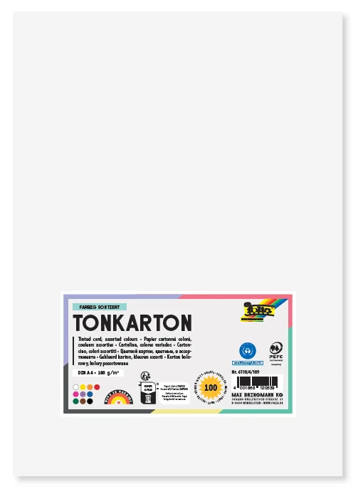 folia Carton de couleur, A4, 180 g/m2, 10 couleurs - OEM 6118/4/109
