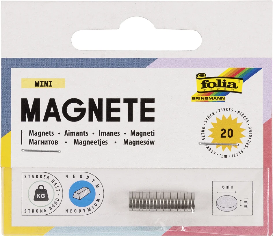 folia Mini-aimant néodyme, diamètre: 6 mm x (H)1 mm, argent - OEM 2520