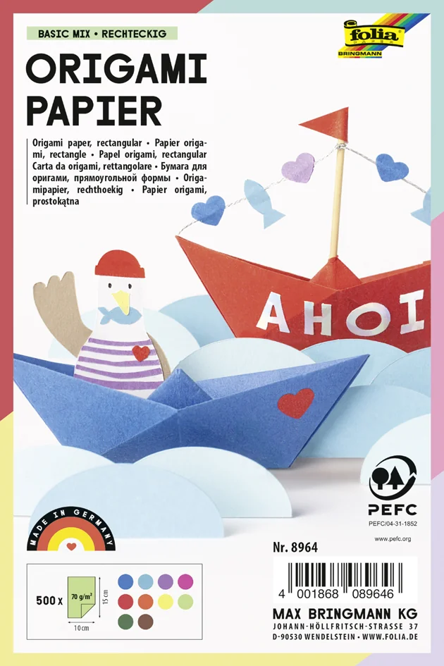 folia Feuille à plier Origami Basic Mix, 100 x 150 mm - OEM 8964