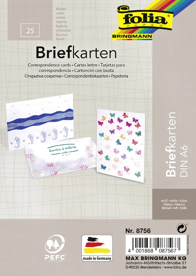 folia Carte-lettre, 190 g/m2, A6, blanc - OEM 8756