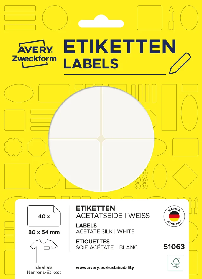 AVERY Zweckform Étiquette de nom, 80x54 mm, enlevable, blanc - OEM 51063