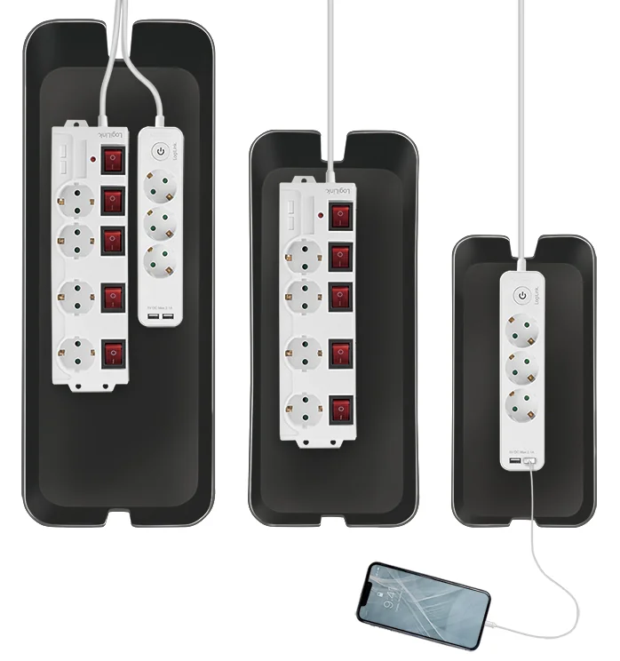 LogiLink Set de boîtes à câbles, 3 tailles, noir - OEM KAB0077
