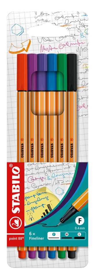 STABILO Feutre à pointe fine point 88, étui carton de 6 - OEM EO88/6