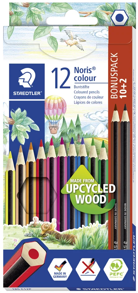 STAEDTLER Crayon de couleur Noris Colour, étui carton 10+2 - OEM 185 C12P