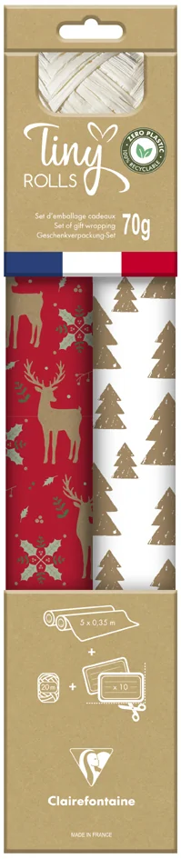 Clairefontaine Set de papiers cadeau de Noël 'Tiny Rolls' - OEM 223888C