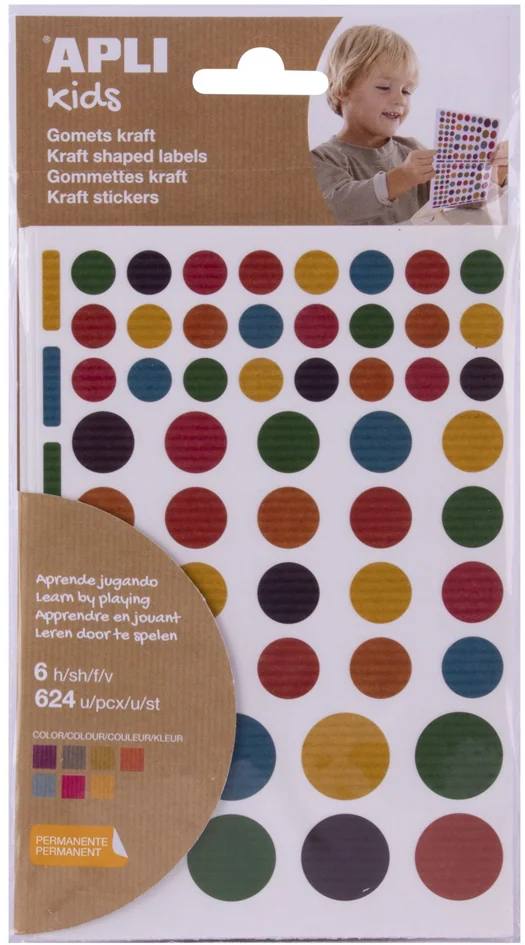 APLI kids Gommettes 'Rond', kraft nature, en sachet - OEM 18769