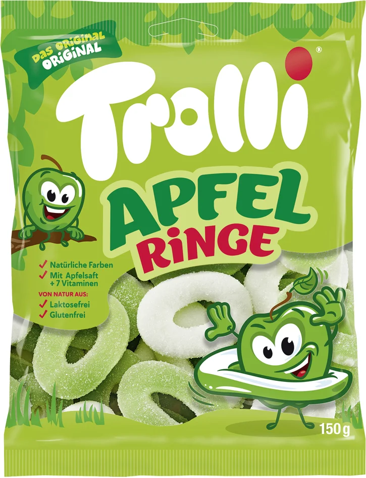 Trolli Bonbon gélifié aux fruits RONDELLES DE POMME, 150 g - OEM 4000512463443
