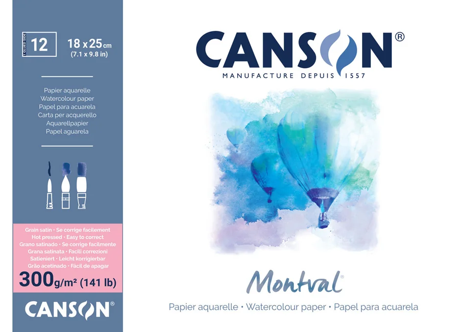 CANSON Bloc papier aquarelle 'Montval', 180 x 250 mm, 300 g - OEM C518408002