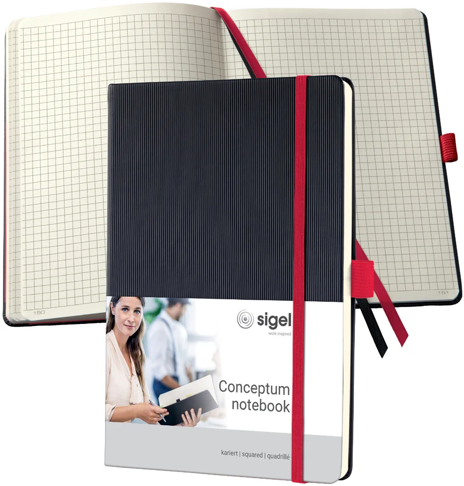 sigel Carnet de notes Conceptum, A5, ligné, noir/rouge - OEM CO663 – Image 3