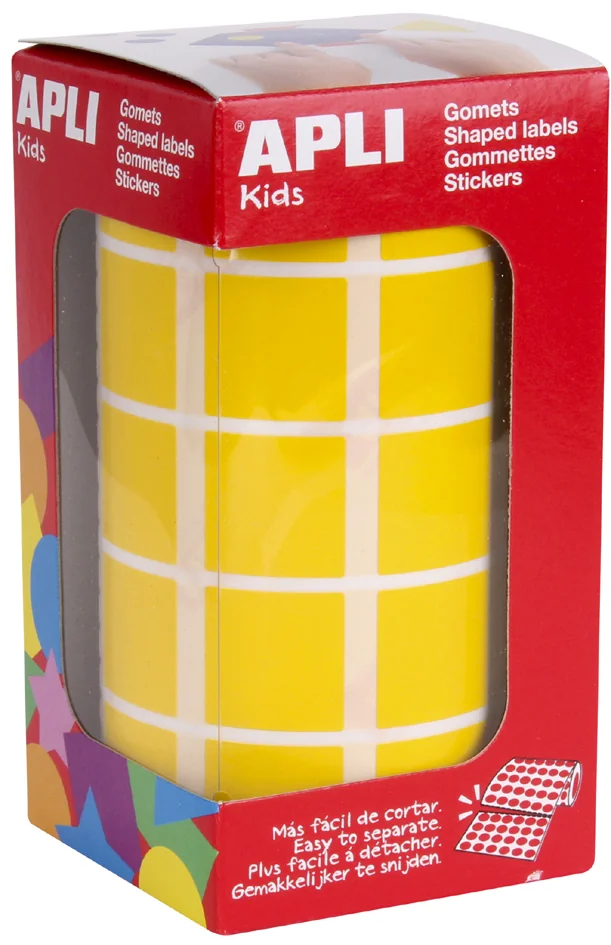 APLI Kids Gommette de couleur 'carré', en rouleau, jaune - OEM 4875