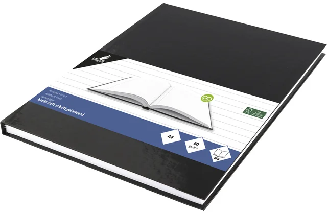 kangaro Cahier, A4, 160 pages, ligné, noir - OEM K-5520